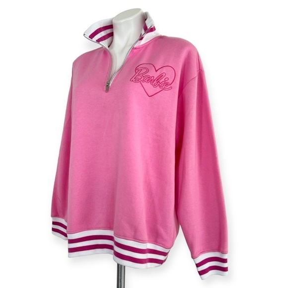 BARBIE Pink 1/4 Zip Sweatshirt Size L NEW - Picture 3 of 8